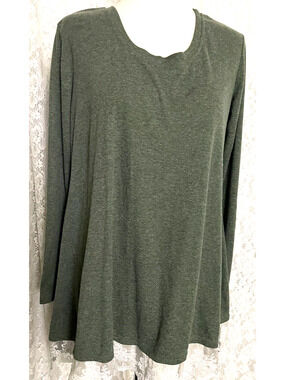 Sanifer tunics for women’s-shirt W-Lace Dark Green Size L 12/14